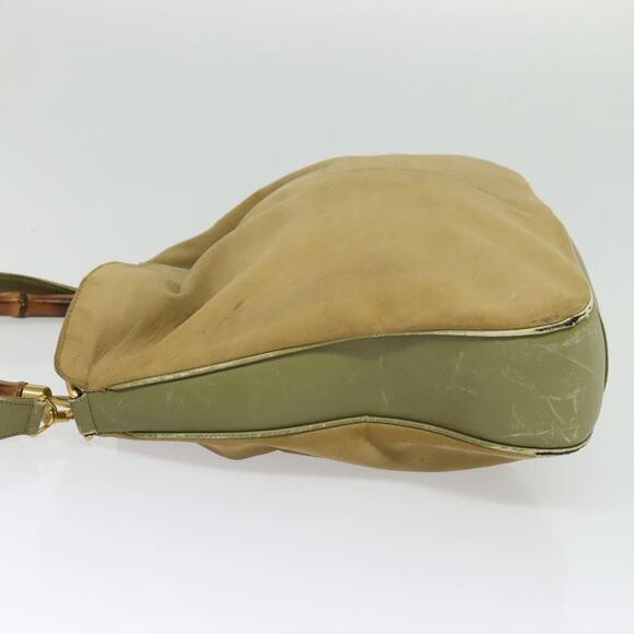 GUCCI Bamboo Shoulder Bag Suede Beige Gold 001 58 001 58 - Picture 4 of 12